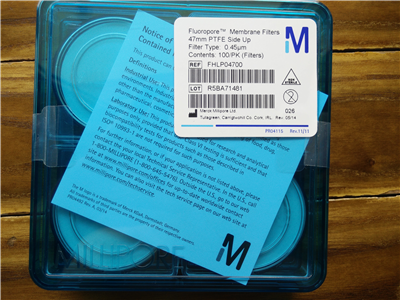 Millipore密理博47mm 0.45um疏水聚四氟乙烯PTFE過濾膜FHLP04700