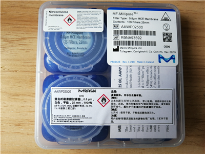 Millipore密理博25mm 0.8um混合纖維素過濾膜AAWP02500