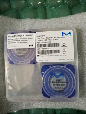 Millipore密理博25mm 0.2um黑色聚碳酸酯PC過濾膜GTBP02500